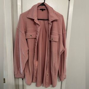 Pink Button-Up Fleece Shacket